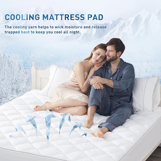 Sunflower Cooling Quilted California King Mattress Protector, Mattress Pad Cal - Image 3