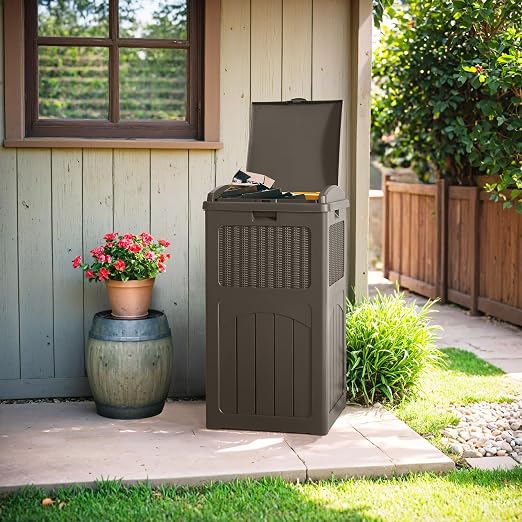 Flamaker 30 Gallon Trash Can, Resin Outdoor Garbage Can - Image 6