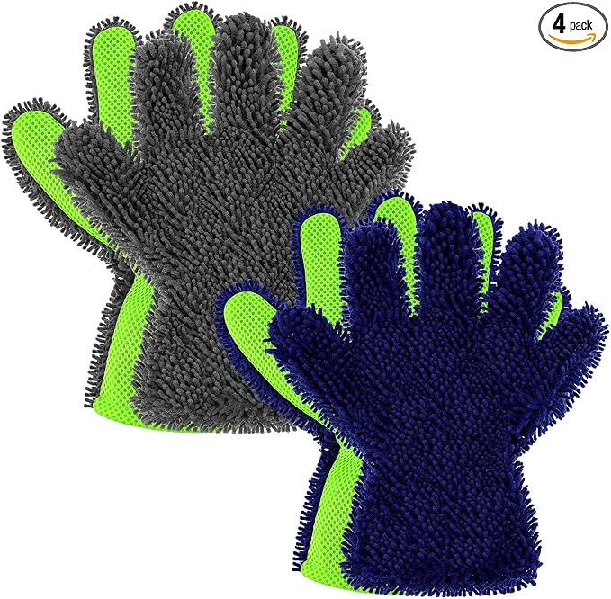 Ferraycle 2 Packs Car Wash Mitt 5 Finger Microfiber Wash Mitts Auto Car Dusting by Ferraycle