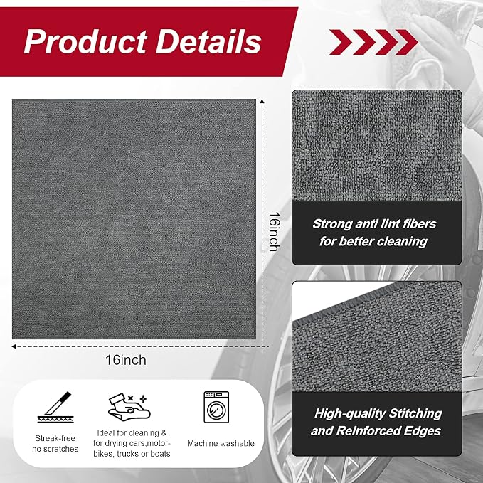 200 Pcs Microfiber Cleaning Cloth 16x16 Inch Microfiber Towels - Image 2