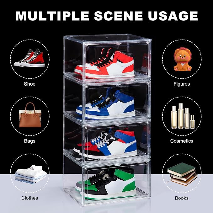 NYZE 12 Pack Acrylic Shoe Boxes Side Open, Shoe Storage Organizer - Image 4