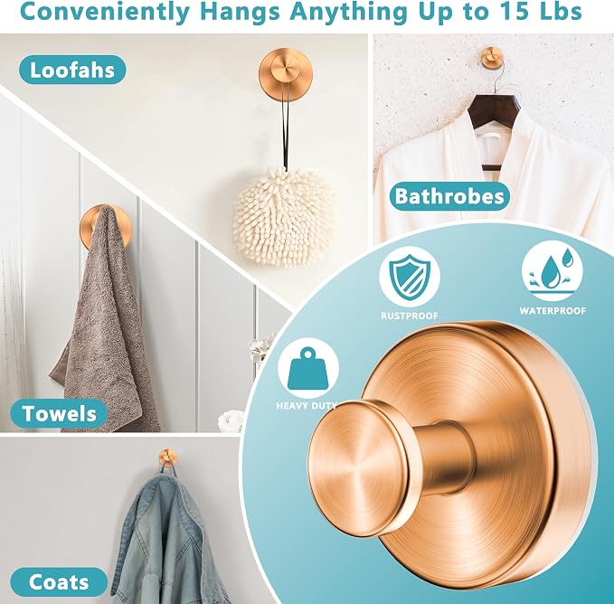 Suction Cup Hooks for Shower, Wreath Hanger for Front Door, Removable No Drill - Image 4