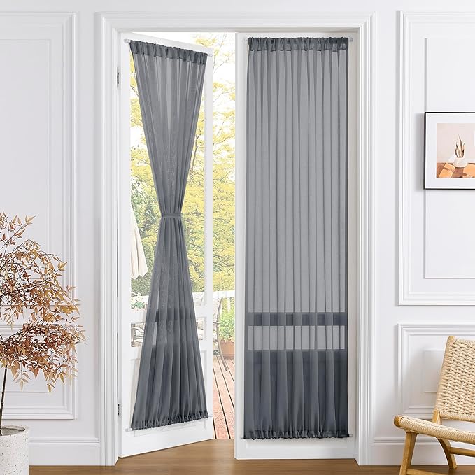 Tollpiz Sheer Door Curtains Closet Linen Textured Curtain Sheers Doorway Light by Tollpiz