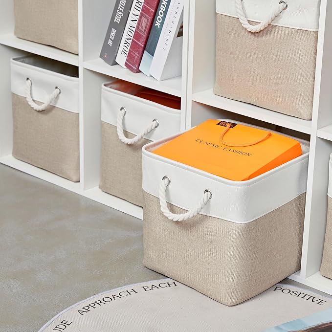 12 x 12 Inch Cube Storage Bins, 6 Pack Large Collapsible Fabric Storage Bin - Image 3
