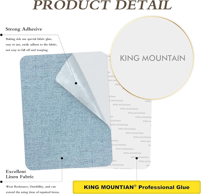 KING MOUNTAIN Fine Linen Fabric Patches, Self-Adhesive, 8x11 inch, - Image 2