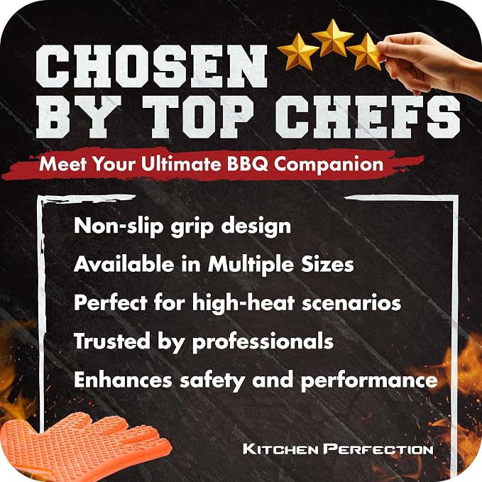 KITCHEN PERFECTION S Silicone Smoker Oven Gloves -Extreme Heat Resistant BBQ - Image 8