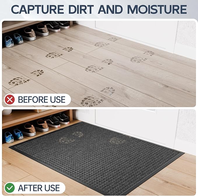 Amyracel Indoor Mat All Season Weather Outside Door Mats, Low Profile Doormat - Image 3