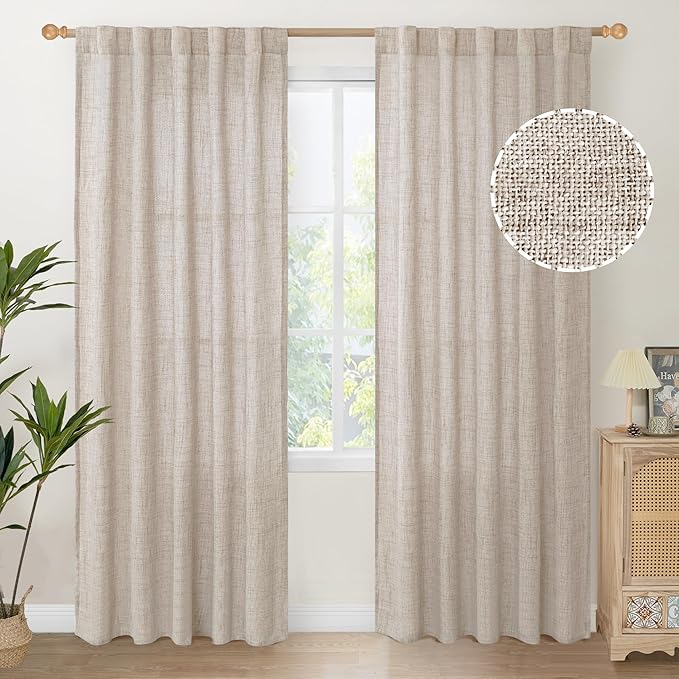 YoungsTex Natural Linen Curtains 84 Inches by YoungsTex