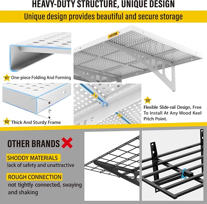 4-pack 2x3ft Adjustable Garage Wall Shelving 1120lbs Load Capacity Heavy Duty - Image 4