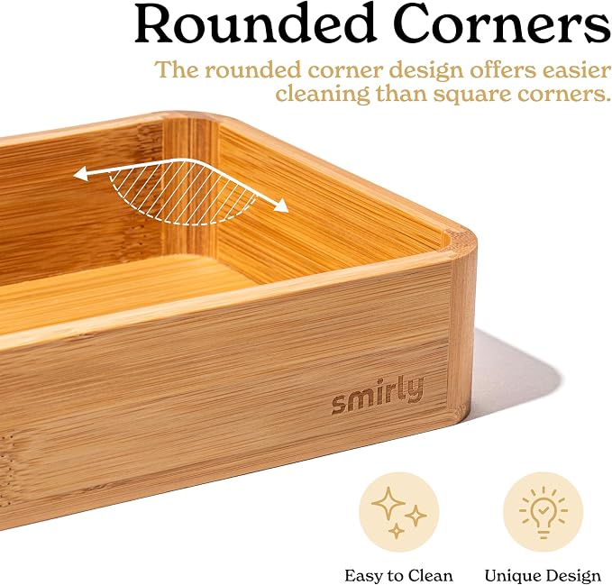 SMIRLY 8-Piece Bamboo Kitchen Drawer Organizer Set - Image 4