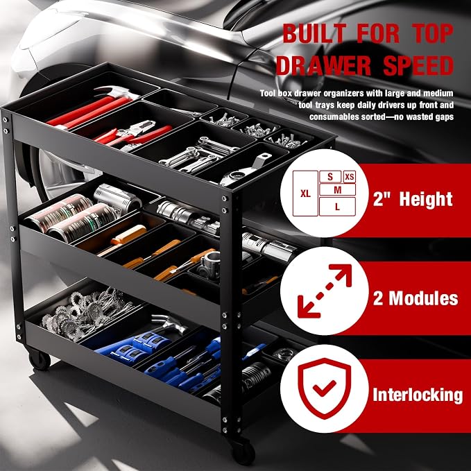 10 PCS Tool Box Drawer Organizers, Large & Medium Tool Trays - Image 5