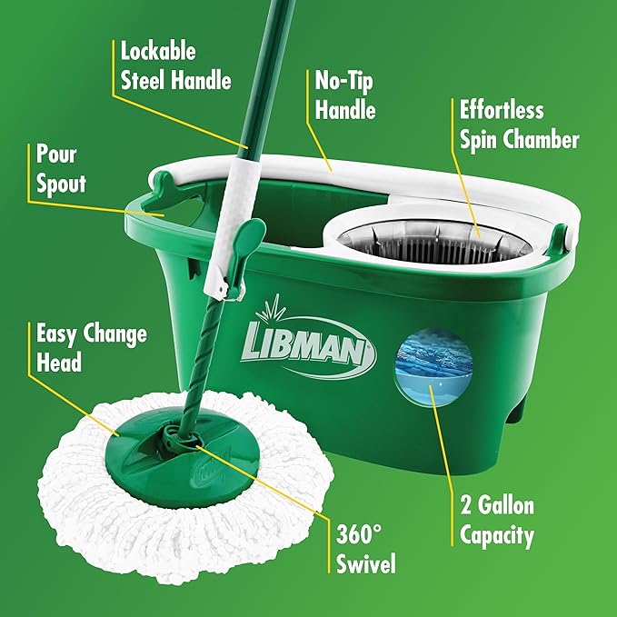 Libman Tornado Spin Mop System, Spinning Floor Mopping and Bucket - Image 4