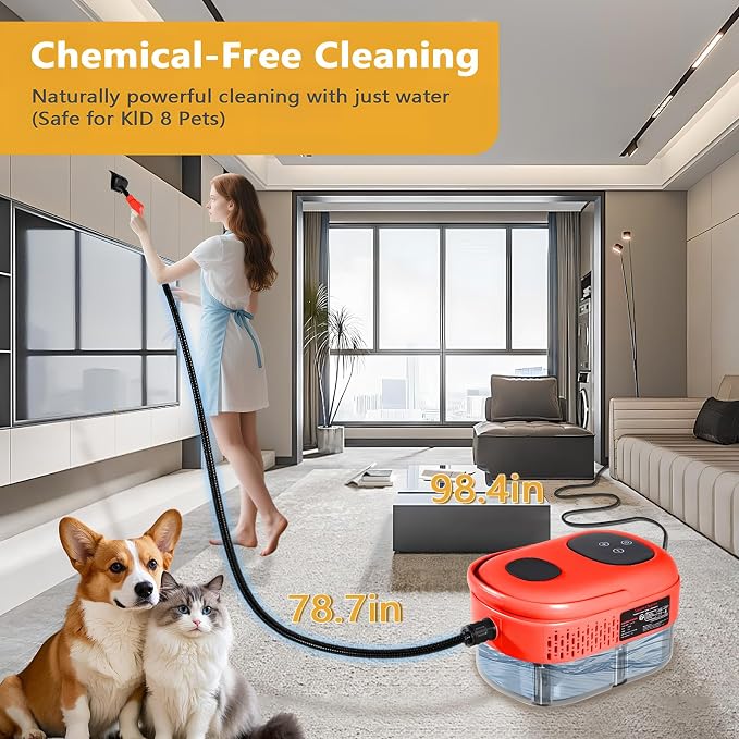 Handheld Steam Cleaner, 1000ml Water Tank, 15S Heat-up Time, Pressurized Steamer - Image 5