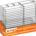 Criusia 36 Pack Large Clear Plastic Drawer Organizer Bins by Criusia