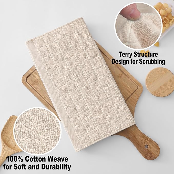 Homaxy 100% Cotton Terry Kitchen Dish Cloths, Ultra Soft and Absorbent Dish - Image 2