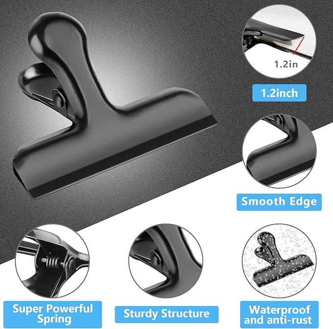 20 Pack 3 Inch Wide Stainless Steel Chip Clips Heavy Duty Food Bag Clamp - Image 3