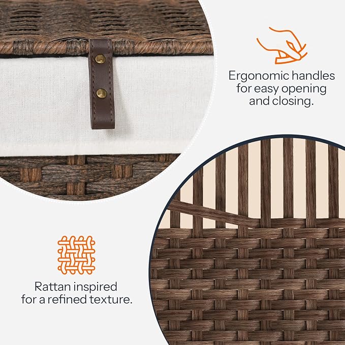 HOOBRO Storage Basket with Lid, 17.2 Gallon Wicker Basket, Handwoven Blanket - Image 6