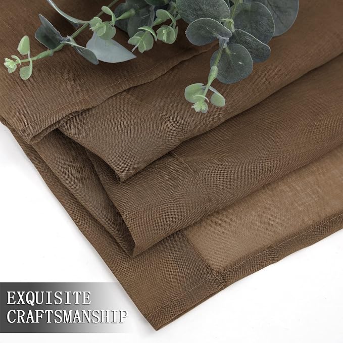 Tollpiz Short Sheer Tier Curtains Linen Textured Half Kitchen Curtain Sheers - Image 7