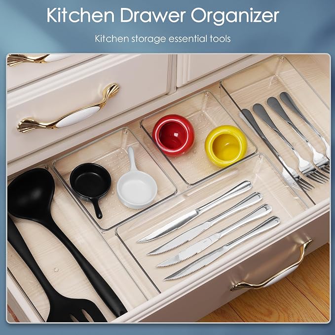12 Pack Large Clear Plastic Drawer Organizer Set, Acrylic Bathroom Organizer - Image 6