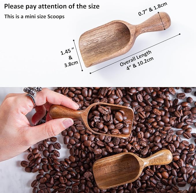 Wooden Scoop for Canisters 6PCS Acacia Wood Scoops for Jars Measuring Spoons - Image 2