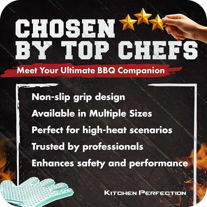 KITCHEN PERFECTION S Silicone Smoker Oven Gloves -Extreme Heat Resistant BBQ - Image 6