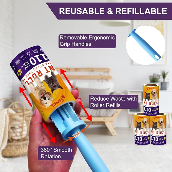 Lint Rollers for Pet Hair Extra Sticky, 220 Sheets/2 Lint Roller Refills - Image 3