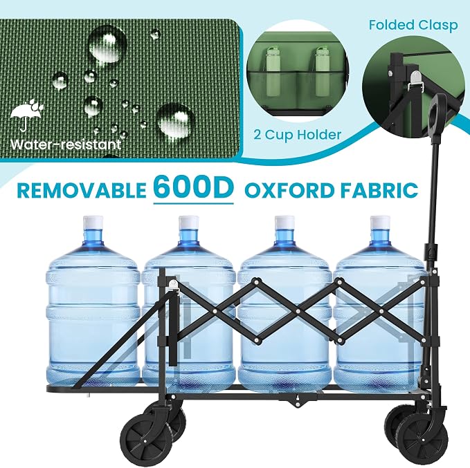 Collapsible Folding Wagon with Tailgate, Wagons Carts Foldable with 350lbs - Image 4