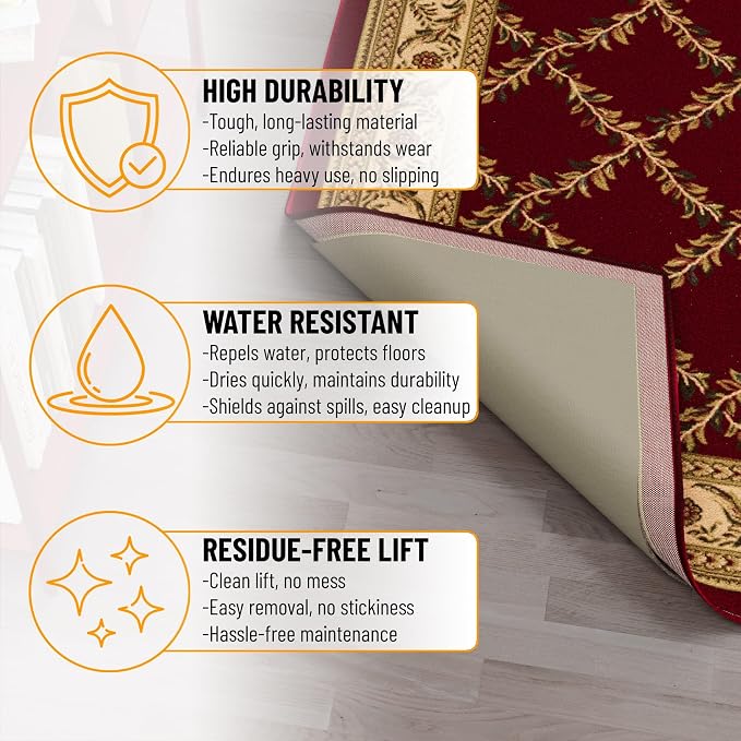 Ottomanson 2' x 3' Non-Slip Rug Pad Gripper 1/4 Inch Thick Dual Surface Felt + - Image 7