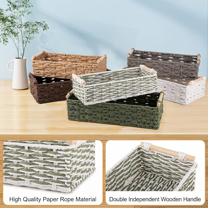OIAHOMY Toilet Paper Baskets Handmade Paper Rope Decorative Wicker Storage Tank - Image 5