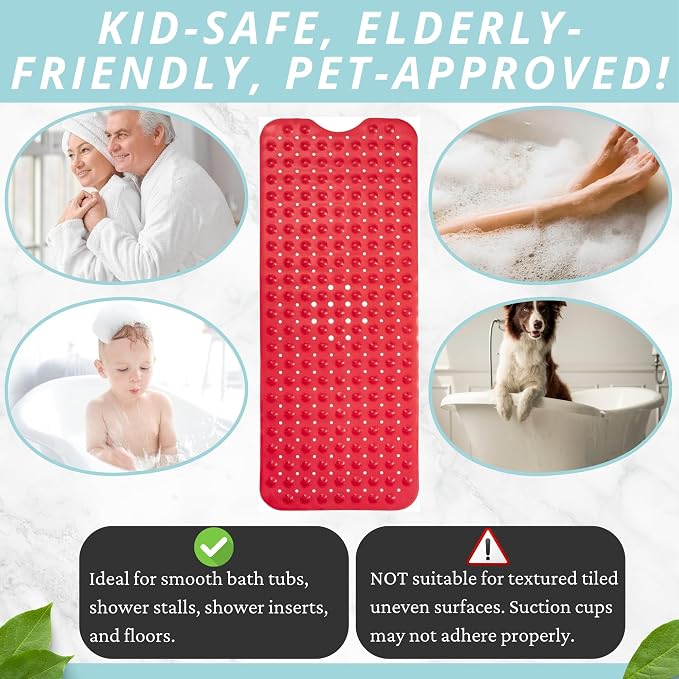 ENKOSI Non-Slip Bath Mat – Extra Long 40 x 16 Bathtub Shower Mat – Anti Slip - Image 6