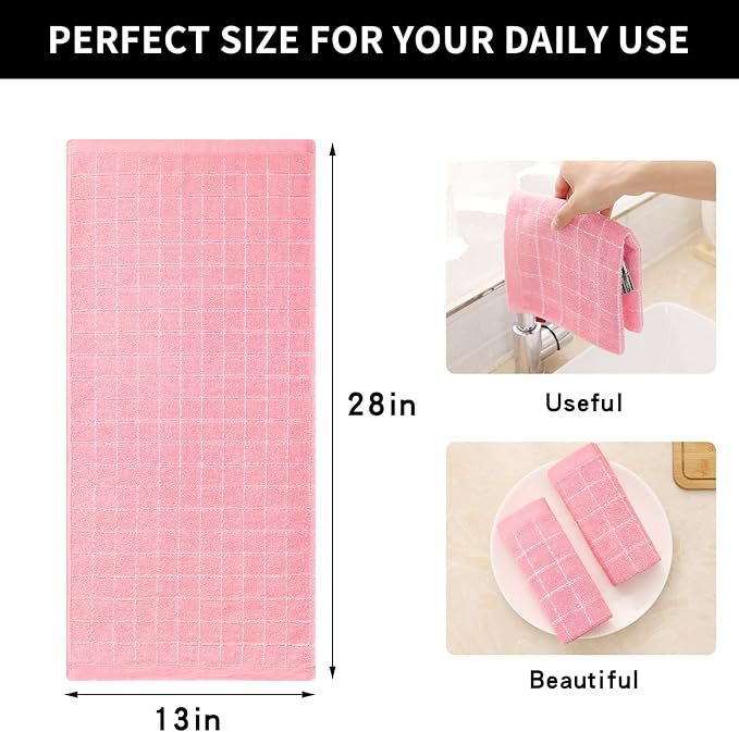 Homaxy 100% Cotton Terry Kitchen Towels, Checkered Designed, Soft and Super - Image 5