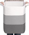 CLHMILY&Z 75L Laundry Basket Rectangular Grey Rope by ClhmilyZ