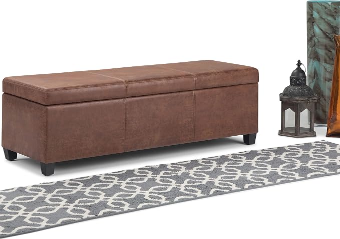 SIMPLIHOME Avalon 48 inch Wide Contemporary Rectangle Storage Ottoman Bench in - Image 4