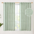 YoungsTex Sage Green Linen Semi Sheer Curtains 45 Inch Length by YoungsTex