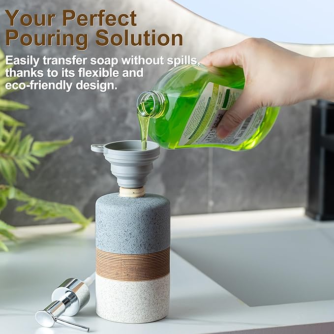Ceramic Soap Dispenser Set for Hand Soap, Dish Soap, Conditioner, Bathroom & - Image 4