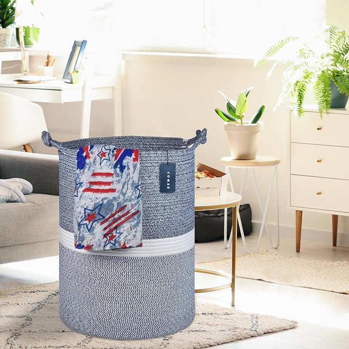 COMSE Extra Large Blanket Basket, Tall Woven Storage Basket, Nursery Hamper - Image 5