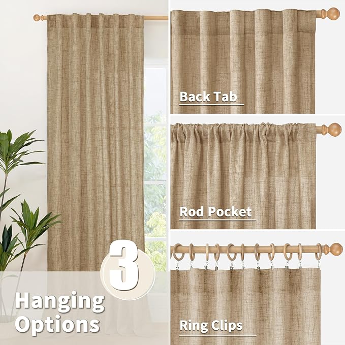 YoungsTex Burlap Linen Curtains 63 Inch Length - Image 3