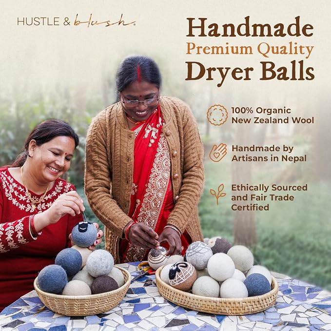 Fluff Ewes Wool Dryer Balls 6 Pack Premium New Zealand Wool Laundry Balls - Image 3