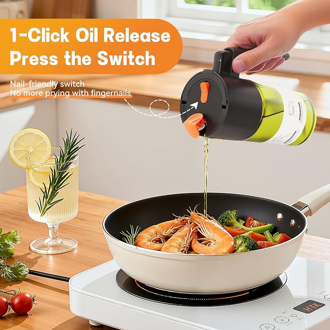 Upgrade 2 in 1 Oil Sprayer for Cooking, 17oz Light-Blocking Glass Olive Oil - Image 4