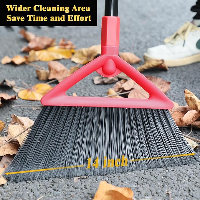 Heavy Duty Angle Broom, 3 Pack Longer Commercial Brooms, Swipe Brooms - Image 2