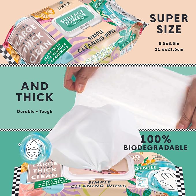 Single Surface Cleaning Wipes Bleach Free, Thick & Large Dispose, All-Purpose - Image 3