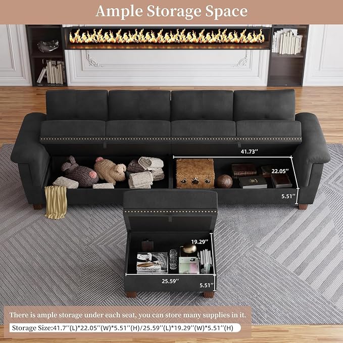JAMFLY 108" Modular Sectional Sofa - Image 4