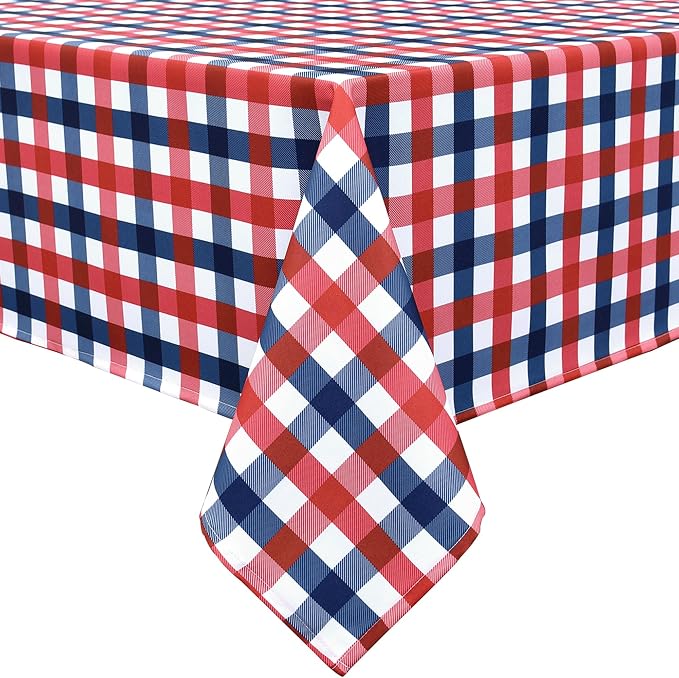 Classic Gingham 4th of July Tablecloth Fabric - Image 2