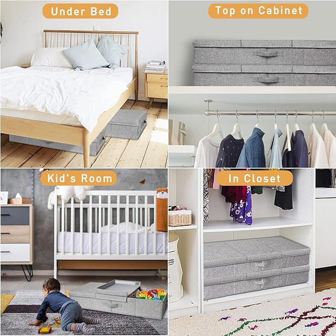punemi Under Bed Storage Containers, Long Flat Firm Sides Underbed Organization - Image 8