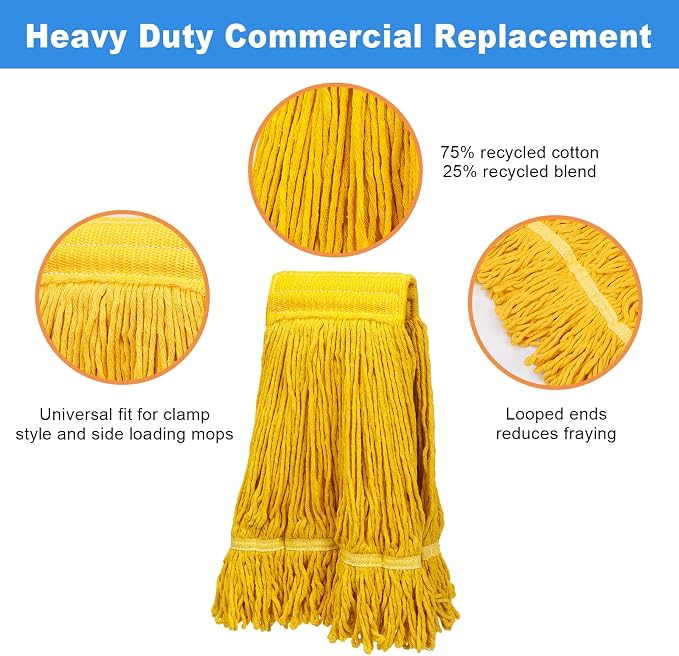 Pack of 2 Heavy Duty Commercial Mop Head Replacement, General Cleaning Mop - Image 2
