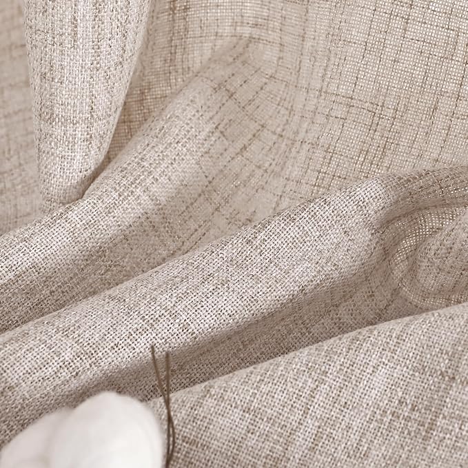 YoungsTex Short Natural Linen Curtains 45 Inch Length 2 Panels Pinch Pleated - Image 9