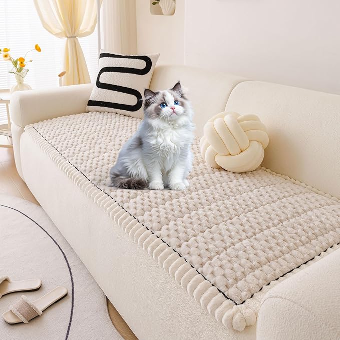OTOB All Seasons Sofa Covers for 3 Cushion Couch Washable, Fuzzy Non Slip Kids by OTOB