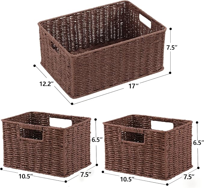 HOONEX Large Woven Baskets for Storage, Paper Rope Baskets - Image 7