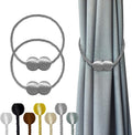 Hion Magnetic Curtain Tiebacks Grey 2pcs, Curtain Tiebacks Buckles Holdbacks by Hion