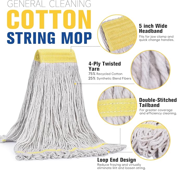 Matthew Cleaning Commercial Mop Head Replacement, 5 Inch Wide Headband - Image 3